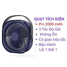 Quạt Mini Để Bàn M102, Quạt Tích Điện Dung Lượng Pin 4000 mAh, 3 Chế Độ Gió, Xoay 360 Độ - Hàng Chính Hãng