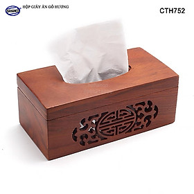 Mua Hộp giấy ăn gỗ Hương cỡ lớn hàng VIP - Đục Khắc Hoa Văn Tinh Xảo/ Độc Đáo/ kiểu cách phương Đông - CTH752