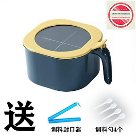 Hộp đựng gia vị 4 ngăn có nắp đậy kèm thìa