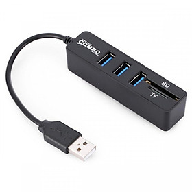 Hub USB 3 Cổng Kèm 2 Khe Đọc Thẻ Nhớ Micro và SD - Hàng Nhập Khẩu