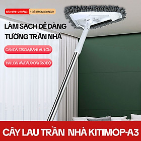 Mua Cây Lau Tường  Trần Nhà KITIMOP A3 – Xoay 360°  Cán Inox Dài  Lau Kính  Lau Góc Tiện Lợi
