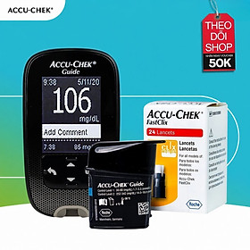 Máy Đo Đường Huyết Chính Hãng ACCU-CHEK Guide Kèm Hộp 25 Que Thử Và 24 Kim Lấy Máu FastClix Combo Thông Minh