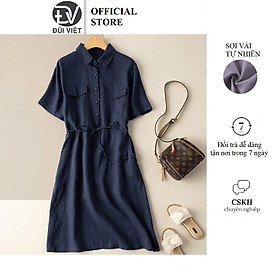 Đầm suông công sở cổ đức 2 túi sườn,chất đũi mát thời trang trẻ, phong cách Hàn thương hiệu chính hãng Đũi Việt DV74