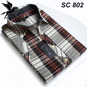 Sơ mi nam ngắn tay caro trắng hàng siêu thị đẹp vải cotton mát Thái Khang