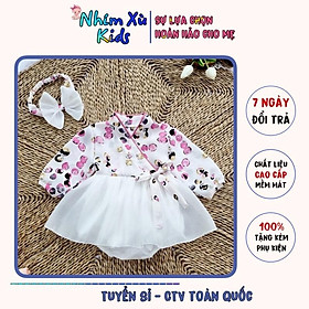 Body Váy Hanbok Ngọc Tím Chất Lụa Mango Cho Bé Gái Sơ Sinh, 6 tháng, 1 tuổi
