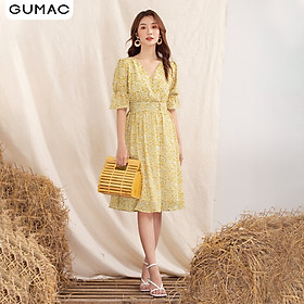 Đầm nữ GUMAC DA1029 thiết kế hoa eo nhún phong cách nhẹ nhàng