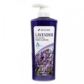 Sữa dưỡng thể dưỡng ẩm và trắng da hương hoa oải hương 3W CLINIC LAVENDER RELAXING BODY LOTION 550ml - Hàn Quốc Chính Hãng