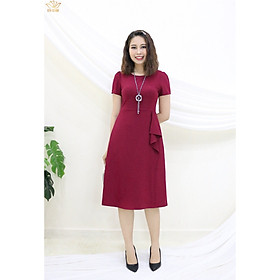 Đầm Thiết kế Đầm xòe Đầm thời trang công sở Đầm trung niên thương hiệu TTV324 đỏ đô - Đầm form A xếp bèo eo CT