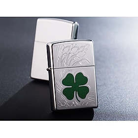 Bật lửa Zippo 24007 cỏ 4 lá măn máy