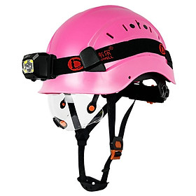 CE Construction Safety Helmet With Visor Led Head Light ABS Hard Hat Aloft Work ANSI Industrial Outdoor Work At Night Protection Color: PK ICV BK LED