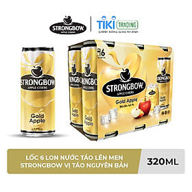 Lốc 6 lon nước táo lên men strongbow vị táo nguyên bản 320ml/lon