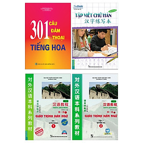 Hình ảnh Combo Sách Học Tiếng Trung Dành Cho Người Việt: 301 Câu Đàm Thoại Tiếng Hoa + Giáo Trình Hán Ngữ (1 + 2) + Tập Viết Chữ Hán (Trọn Bộ 4 Cuốn Cẩm Nang Học Tiếng Trung Siêu Tốc / Tặng Kèm Bookmark Happy Life)