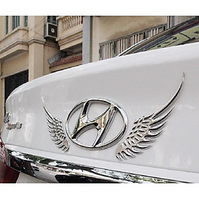 Đôi cánh thiên thần kim loại trang trí logo xe ô tô, tinh tế, sang trọng (Màu bạc)