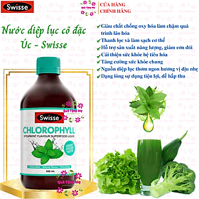 Nước diệp lục cô đặc Úc Swisse Chlorophyll hỗ trợ làm chậm quá trình lão hóa, cải thiện sức khỏe da, tăng cường sức khỏe chung - QuaTangMe Extaste