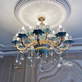 Đèn Chùm trang trí cao cấp 15 bóng phong cách tân cổ điển Tặng kèm bóng led cao cấp