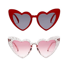 2 Pcs Fashion Heart Frame Sunglasses Beach PartySun Glasses UV400 Eyewear