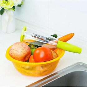 Mua DỤNG CỤ DAO BÀO   GỌT VỎ TRÁI CÂY RAU CỦ QUẢ LƯỠI THÉP KHÔNG GỈ CÓ KHAY ĐỰNG VỎ TIỆN DỤNG