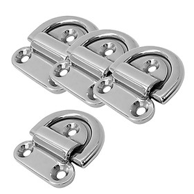 4pcs Heavy Duty 316 Stainless Steel Folding Pad Eye Deck Lashing D Ring Tie Down Anchor Point Plate 9mm