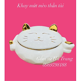 Mua Khay mứt mèo thần tài gốm sứ cao cấp có thể xoay 360 độ
