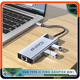 Mua Hub Type-C To HDMI FIRO 8in1 Chuẩn HDTV - Hub Chuyển Đổi Type-C Chia 8 Cổng - 1 Cổng HDMI 4K  2 Cổng USB  2 Khe Đọc Thẻ TF Và SD  2 Type C/PD  1 Cổng Mạng Lan - Kết Nối Tốc Độ Cao - Dùng Cho Smartphone/Laptop/PC/Tivi/Playstation – Hàng Chính Hãng