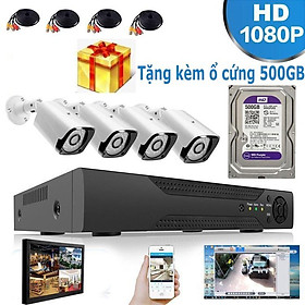 Mua Bộ Kit Camera AHD 4 Kênh 2.0Mp Full HD Kèm ổ cứng 500GB