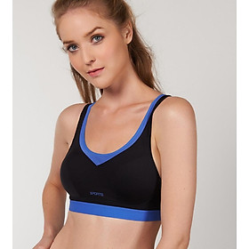 Áo ngực, áo tập Bra thể thao nữ Triumph 228 mút mỏng, không gọng màu đen phối xanh