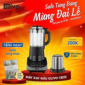 Máy Làm Sữa Hạt OLIVO CB20 - Máy Xay Nấu Đa Năng Độ Ồn Thấp - Chống Trào Tuyệt Đối - Vệ Sinh Khử Khuẩn - Chống Dính Gốm - Hàng Chính Hãng