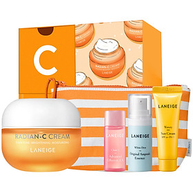 Kem dưỡng trắng da làm mờ đốm nâu LANEIGE Radian-C 50ml + Bộ sản phẩm dưỡng da kèm túi đựng mỹ phẩm LANEIGE