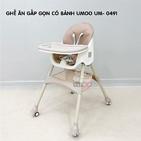 Ghế Ăn Dặm Gấp Gọn Có Bánh Xe UMOO/ V-BaBy / Honper Điều Chỉnh Độ Cao 2 Cấp Độ - Hàng nhập khẩu