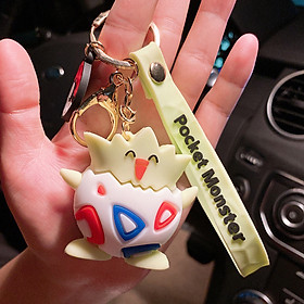 Móc khóa silicone Pocket Monster kèm huy hiệu