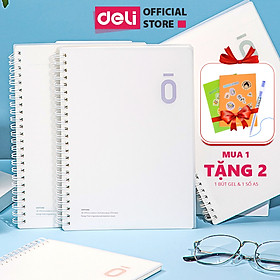 Sổ Tay Ghi Chép Bìa Nhựa A5 B5 Gáy Xoắn 100 Trang 80Gsm Deli - Phù Hợp Học Sinh Văn Phòng Làm Tập Vở Sổ Kế Hoạch Planner - VLPA550 VLPB550
