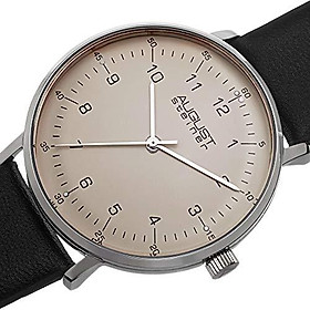 August Steiner Men's Swiss Quartz Watch - Simple and Elegant Large Face Arabic Numeral Hour Markers On Genuine Leather Strap - AS8090