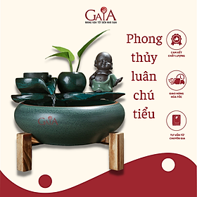 Hình ảnh Phong thủy luân, thác nước phong thủy để bàn gốm sứ hình bể cá nhỏ đẹp mắt