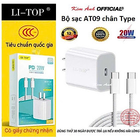 Mua Bộ sạc LI-TOP AT09 chân cắm Type C  sạc nhanh PD 20W có chứng nhận 3C tiêu chuẩn an toàn quốc gia  hàng chính hãng