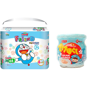 Tã Quần Goon Friend Doremon Mới Gói Siêu Đại M68 (7kg ~ 12kg) + Tặng Hủ Ruốc Cá Hồi Meiwa Vị Ngẫu Nhiên