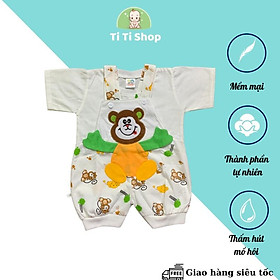 Set áo yếm trẻ em sơ sinh  thêu hình gấu con - trắng - dành cho trẻ 3 - 9kg - cotton 100