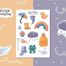 Sticker tự thiết kế - sticker sheet rainy day - hình dán sổ, nhật kí bullet journal - unim035