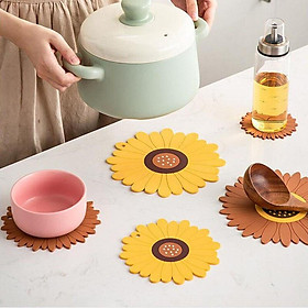 Sunflower Coasters Table Mat Kitchen Decoration Accessories Home Supplies PVC Soft Rubber Heat Insulation Non-Slip Placemats