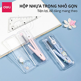 Hình ảnh Bộ Compa Bấm Chì 2B Học Sinh Màu Pastel Xinh Xắn Deli - Kèm Lõi Chì Vẽ Tranh Hình Học Kỹ Thuật Mỹ Thuật Dụng Cụ Học Tập