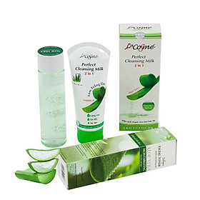 Bộ làm sạch da chiết xuất từ nha đam, sữa tẩy trang (80g) và nước cân bằng da (120ml)