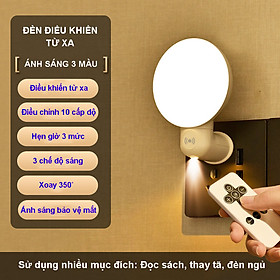Mua Đèn ngủ điều khiển từ xa góc xoay 350 độ ánh sáng dịu nhẹ bảo vệ mắt với 3 màu sáng  điều chỉnh 10 cấp độ