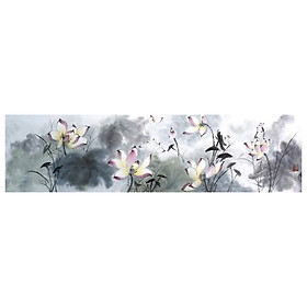 Tooarts Lotus Pond in Moonlight Chinese Painting Wall Art Artist Hand-Painted Chinese Brush Painting Traditional