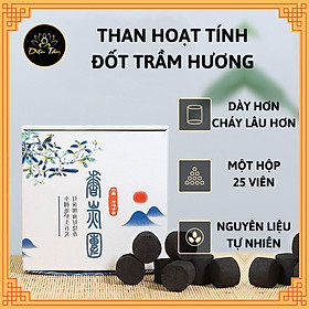 Hình ảnh Than đốt trầm dùng trong trầm hương xông nhà đồ thờ cúng hộp 25 viên than tre sạch