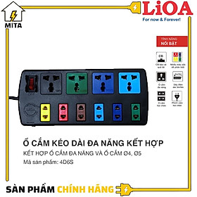 Ổ Cắm Điện LIOA 10 ổ dây 3m(4D6S32) & 5m (4D6S52)