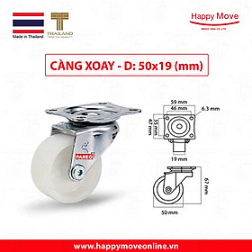 Bánh xe đẩy nylon tải nhẹ càng xoay 360 độ - 50-65-75mm - Happy Move Thái Lan