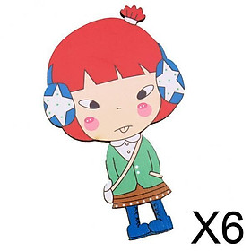 6xCute Cartoon Pattern Wooden Mirror Kids Hand Pocket Mirror Cosplay Toys #9