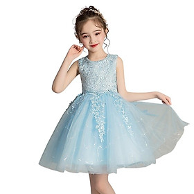 [Siêu sale] Váy đầm bé gái dễ thương, váy lưới bồng bềnh dự tiệc cho bé từ 6-12 tuổi màu xanh lam