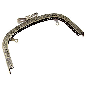 DIY Bronze Tone Purse Bag Arched Metal Frame Bow Kiss Clasp Lock 18.5 X 10cm