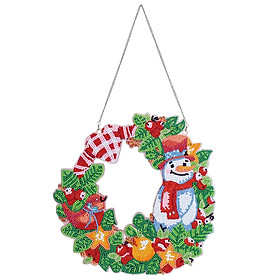 5D Diamond Paint Christmas Wreath DIY Round Garland Decoration Ornaments Set for Window Wall Door Decor Adults Children