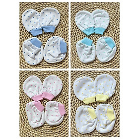 Bao Tay Bao Chân Cotton Chấm Bi/ Hoạ Tiết Cho Bé Sơ Sinh - HotGa - Chấm Bi
